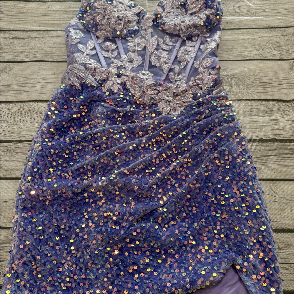 NWT Lavender Sequin Lace Mini Dress Size 4